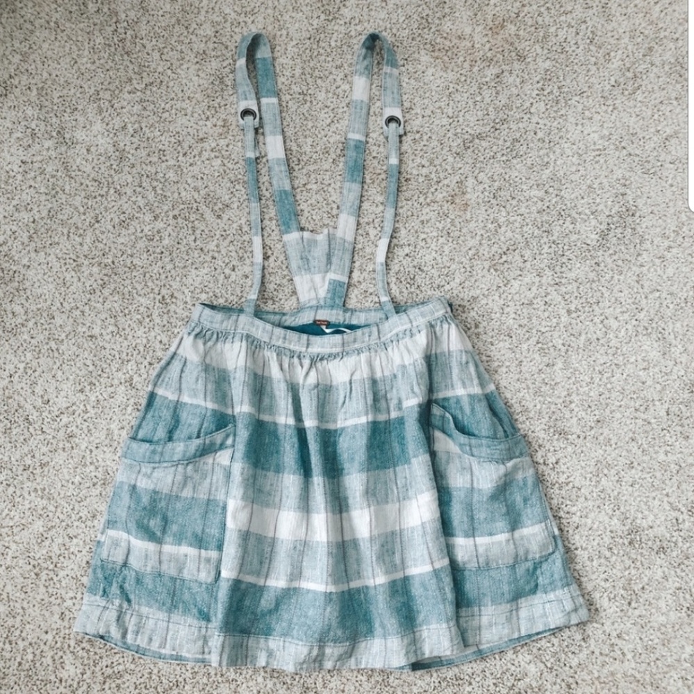 Free People Plaid Suspender Skirt